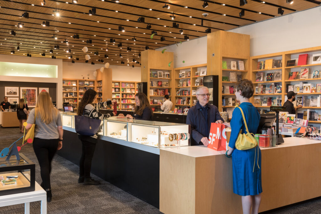Customers in the museum store